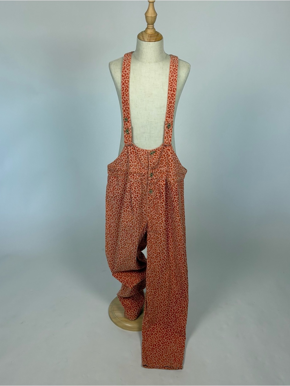 Piupiuchick pink and orange leopard corduroy overalls size 12Y